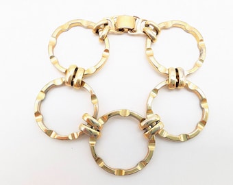 Vintage Napier Gold Tone Circle Link Bracelet - 7.25"