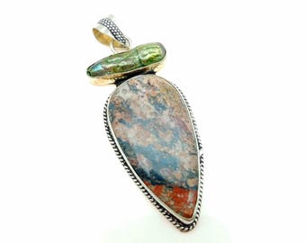 Sterling Silver, Pearl & Agate Statement Pendant
