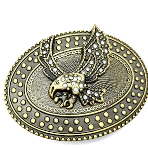 Vintage bronzen en strass gesp met adelaar