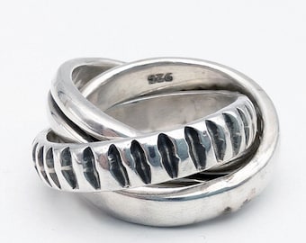Trinity Triple Band Sterling Silver Ring - Size 7.5