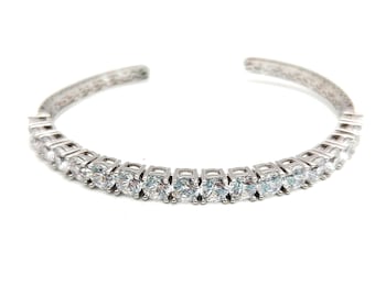 CZ & Sterling Silver Flexible Cuff Bracelet