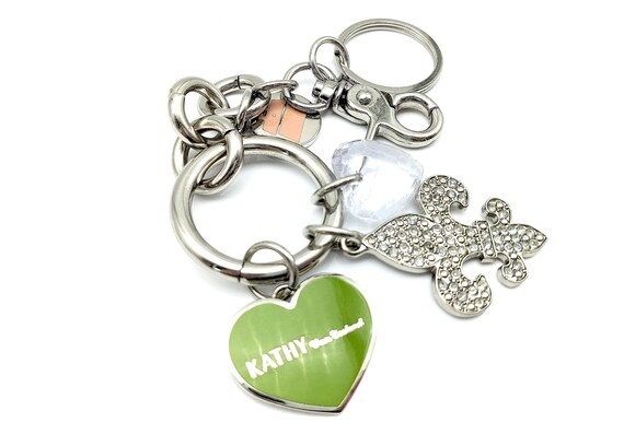 no.175✩.*˚ハンドメイド✩.*˚華やかシックなアクセサリー✩.*˚ Silver Heart Kathy Van Zeeland Keychain Purse Charm - Etsy