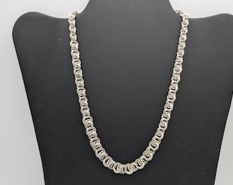 Antique 835 Silver Heavy Graduated Circle Link Chain Necklace - 17"