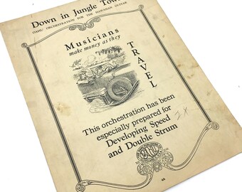 1926 Down in Jungle Town Sheet Music for Hawaiian Guitar