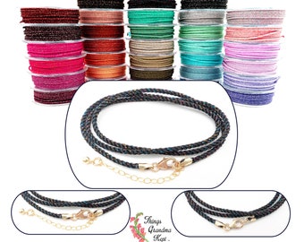 14K Gold Filled & Metallic Silk Cord Necklace, High Quality, 2mm - 33 Colors, Any Length