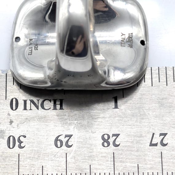 Sterling Silver Concave Statement Ring, Faceted D… - image 10