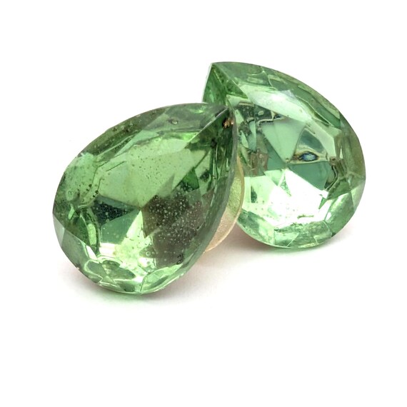 Green Pear Cut Rhinestone Stud Statement Earrings… - image 5