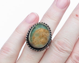 Vintage Sterling Silver Copper, Bronze Druzy Quartz Adjustable Ring