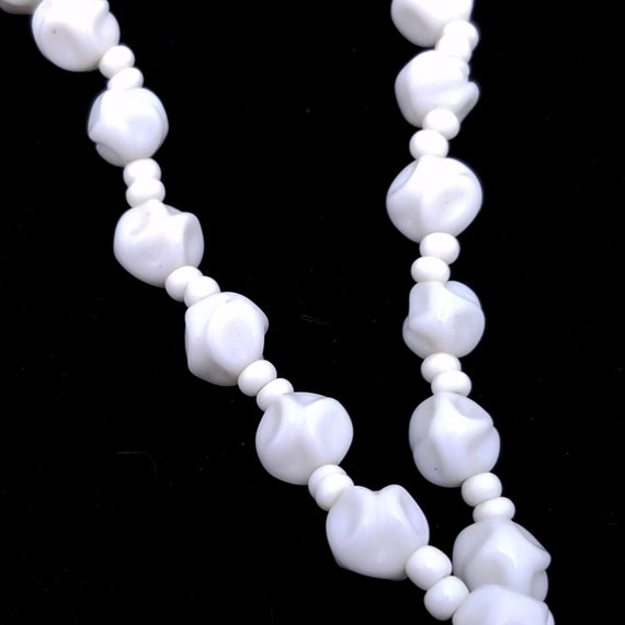 Signed Miriam Haskell Double Strand White Milk Gl… - image 3