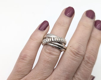 Vintage Trinity Triple Band Sterling Silver Ring - Size 7.5