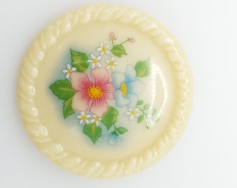 Vintage Avon Porcelain "Spring Bouquet" Round Flower Brooch