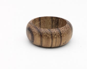 Vintage Carved Wood Wide Band Ring - Size 8