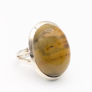 Vintage Tiger&#39;s Eye & Sterling Silver Statement Ring - Size 7.75