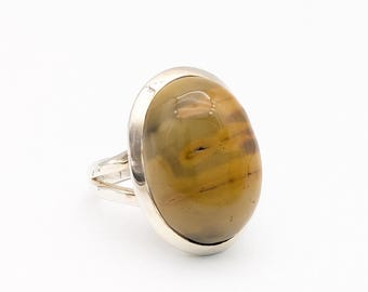 Vintage Tiger's Eye & Sterling Silver Statement Ring - Size 7.75