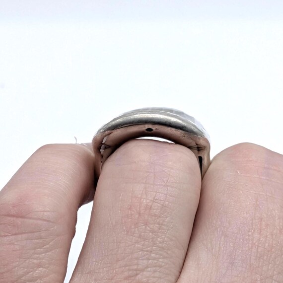 Sterling Silver Concave Statement Ring, Faceted D… - image 9