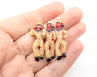 Vintage WWII Era Celluloid Three Sailors Brooch - 1.5"