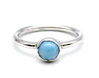 Dainty Vintage Larimar Sterling Silver Ring - Size 5