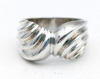 Sterling Wave Statement Ring - Size 7
