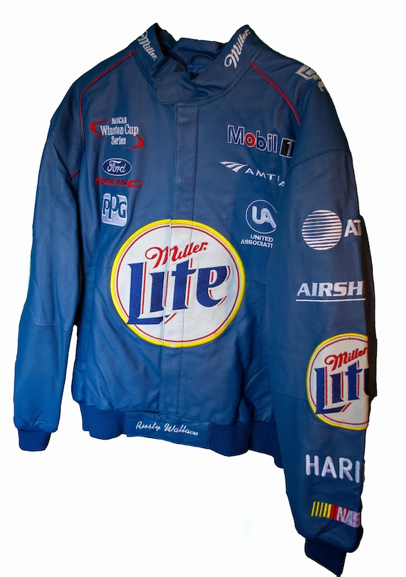 1990s Rusty Wallace Miller Lite Leather NASCAR Jacket - Jeff