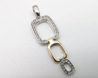 Old Stock Lia Sophia Convertible Gold & Silver Crystal Studded Pendant