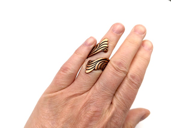 1950s Solid Copper Bypass Ring - Adjustable - image 2