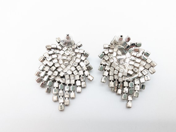Silver Plated Rhinestone Dangle Waterfall Prom / … - image 7
