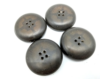 Set 4 Four Vintage Celluloid & Metal Backed Buttons - 37 mm / 1.5"