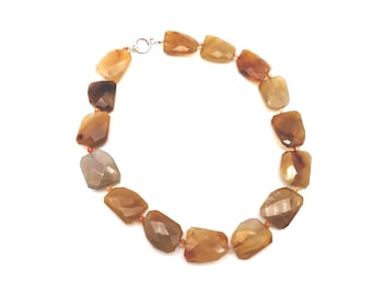 Vintage Faceted Agate Bead & Sterling Silver Necklace - 17"