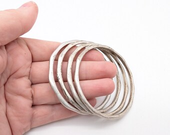 Set of 4 Heavy Silver Plated Copper Bangle Bracelets