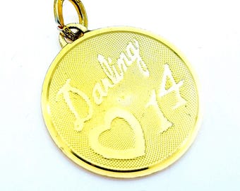 Vermeil Sterling Silver "Darling 14" Charm Pendant