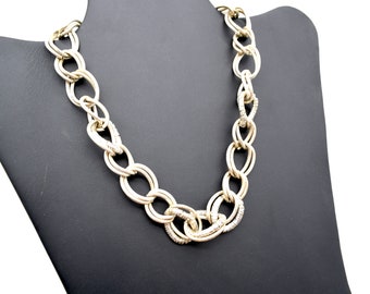 Vintage Liz Claiborne Antiqued Silver Tone Double Link Necklace- 17-19" Adjustable
