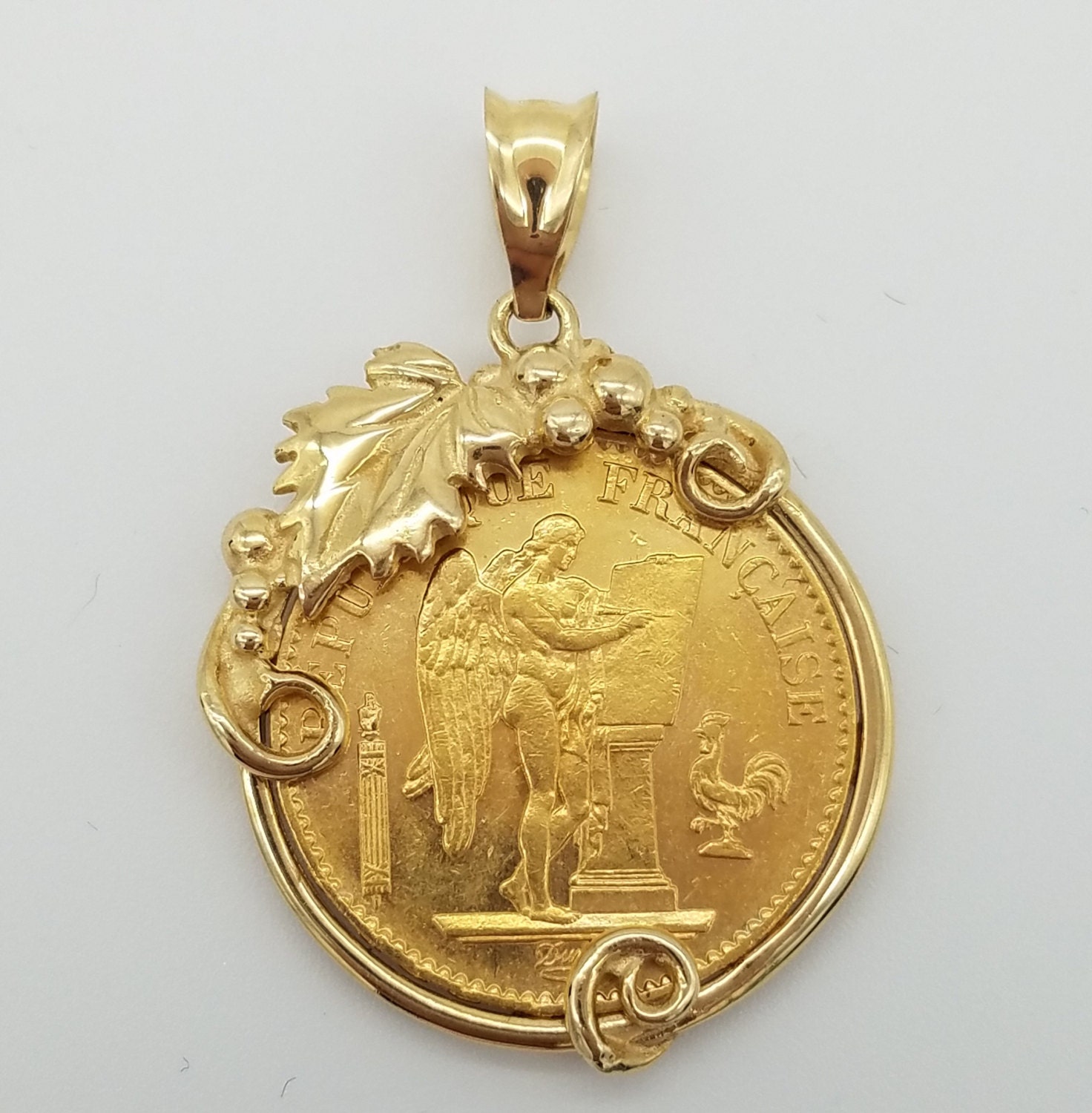 Lucky angel coin pendant deals
