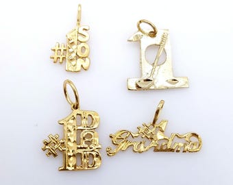 14K Gold Plated #1 Dad, Grandma, Golfer Pendant