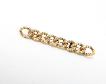 Vintage Winard 12K Gold Filled Rope Textured Curb Link Bar Brooch - 2"