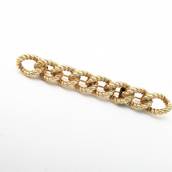 Vintage Winard 12K Gold Filled Rope Textured Curb Link Bar Brooch - 2"