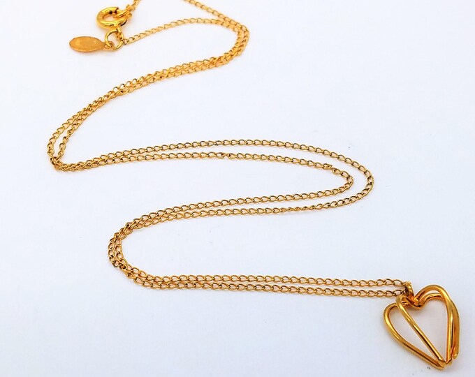 Vintage 12K Gold Filled Heart Pendant Necklace 18 Etsy