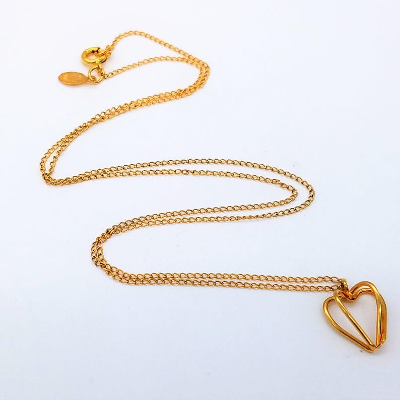Vintage 12K Gold Filled Heart Pendant Necklace 18 | Etsy