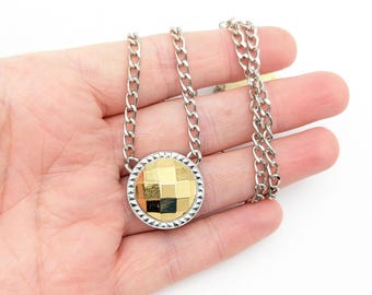 Signed 1928 Silver and Gold Adjustable Pendant Necklace 17-19"