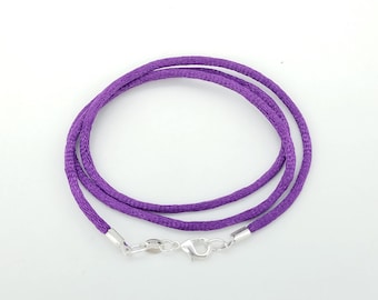 46 Colors! 2mm Sterling Silver & Satin Cord Necklace or Choker - Made to Order