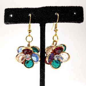 Upcycled Swarovski Crystal Flower Dangle Earrings