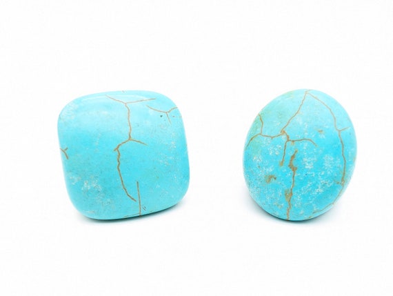 Choice of Carved Turquoise Blue Howlite Chunky St… - image 2