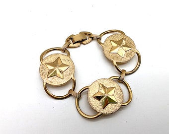 Sarah Coventry Gold Star & Circle Link Bracelet - 7"