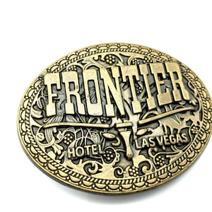 Like New Vintage Frontier Hotel Las Vegas Brass Belt Buckle