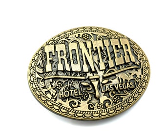 Like New Vintage Frontier Hotel Las Vegas Brass Belt Buckle
