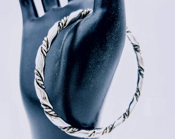Heavy Sterling Silver Double Twist Unisex Bangle Bracelet