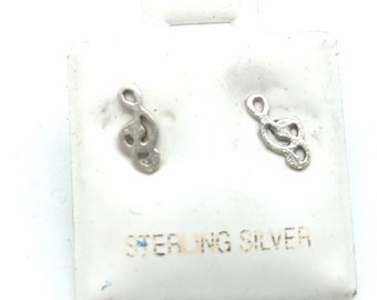 Small  Sterling Silver Treble Clef Music Note Stud Earrings
