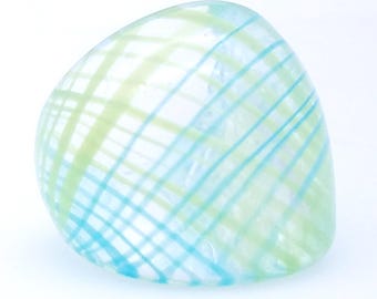 Blue & Green Blown Glass Domed Statement Ring - Size 5.5