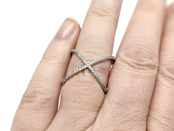 Silver Plated CZ X Ring - Size 7.5 - Etsy