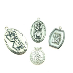 Vintage Sterling Silver St. Christopher Medal Charms or Pendants