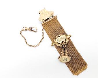 Antique Gold Filled Mesh Watch Pin Badge